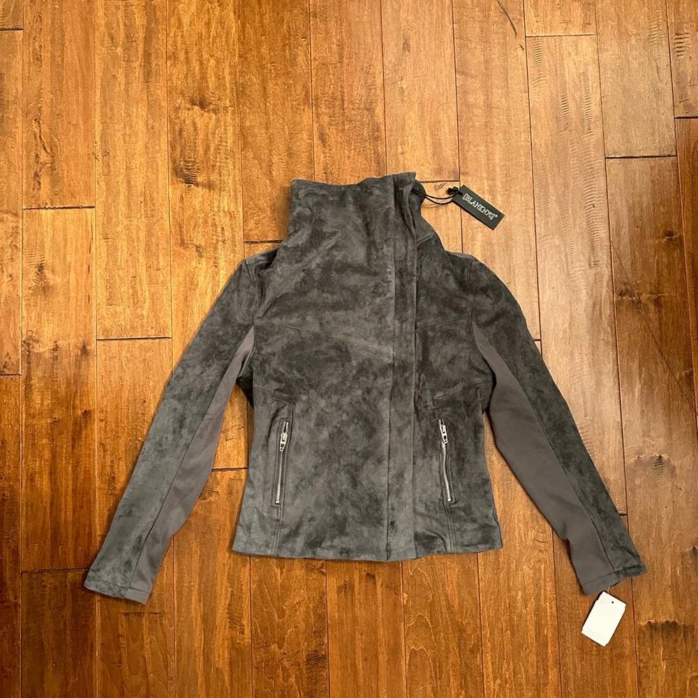 Blank NYC Faux Suede Gray Moto Jacket Sz Medium - Picture 3 of 14